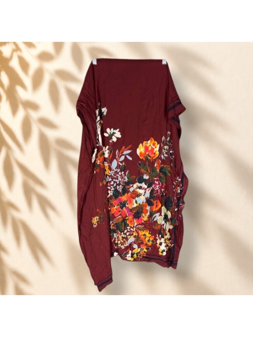 A New Day Scarf Women Red Floral Rectangle Scarf Multifunctional Rayon Casual